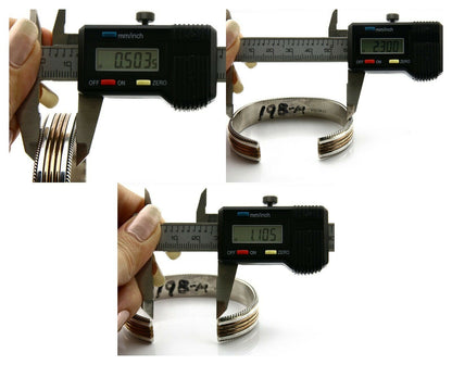 Navajo Bracelet SOLID .925 Silver & 12K Gold Filled Signed Artist TAHE C1980's