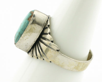 Navajo Ring .925 Silver Kingman Turquoise Artist Signed Apache C.80's