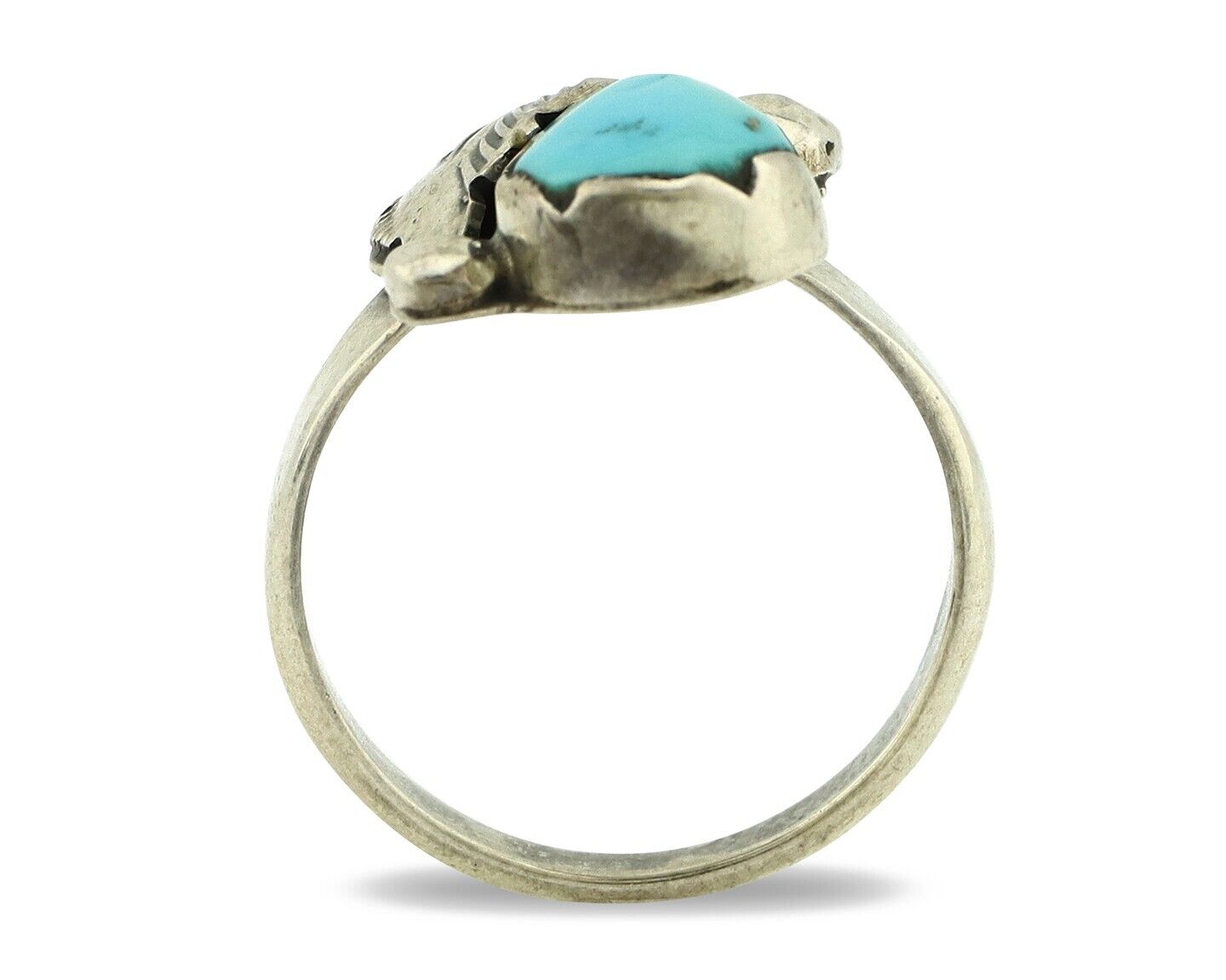 Zuni Ring 925 Silver Natural Blue Turquoise Artist Signed Simplicio C.80's