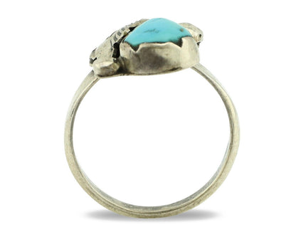 Zuni Ring 925 Silver Natural Blue Turquoise Artist Signed Simplicio C.80's