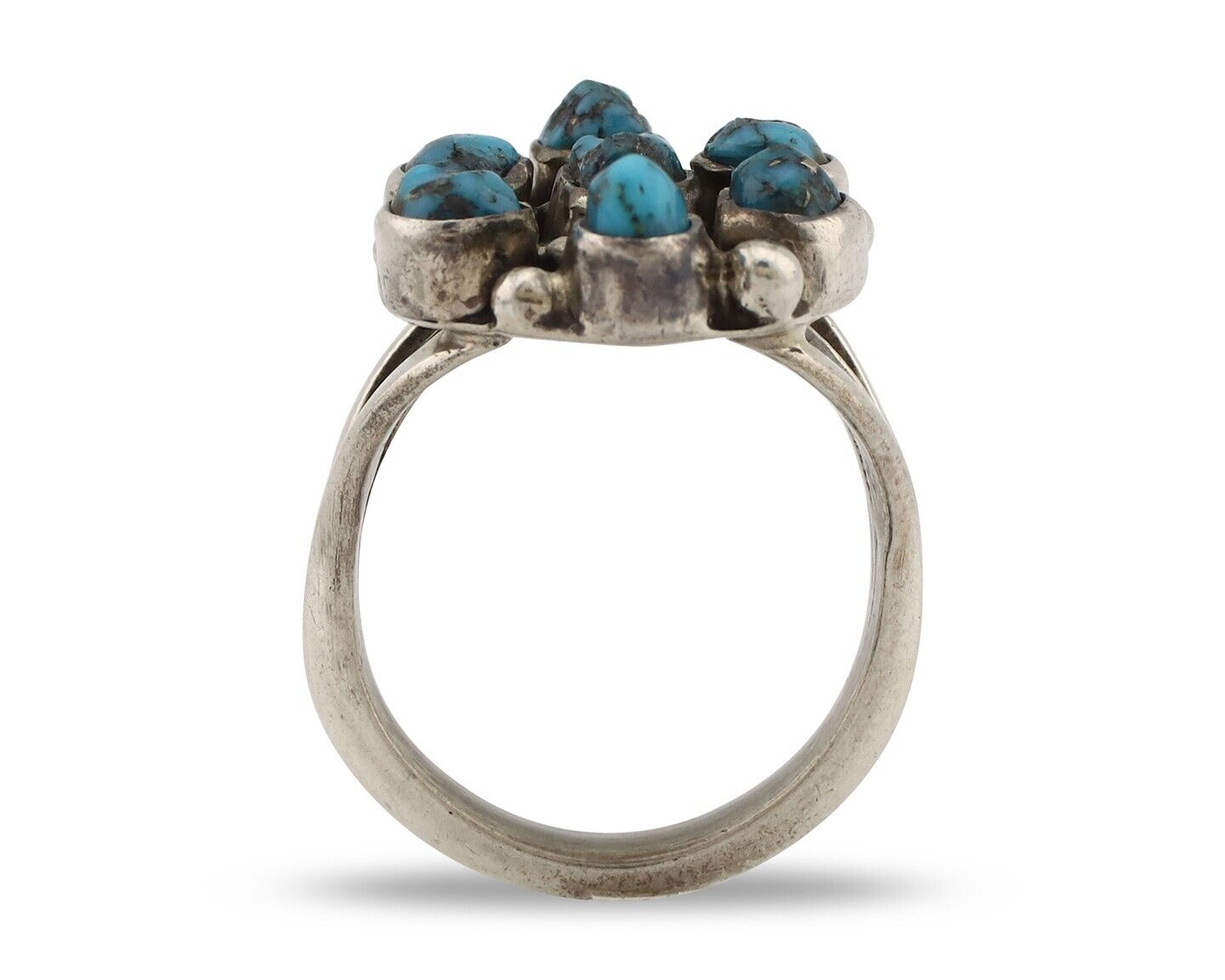 Navajo Ring .925 Silver Natural Blue Turquoise Artist Signed LP C.80's