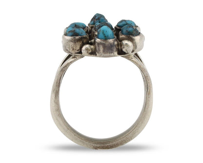 Navajo Ring .925 Silver Natural Blue Turquoise Artist Signed LP C.80's