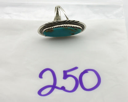 Navajo Ring .925 Silver Kingman Turquoise Artist Signed Talhat C.80's