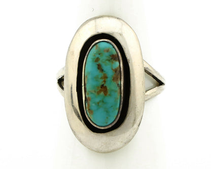 Navajo Shadow Box Ring .925 Silver Blue Turquoise Signed M Montoya C80s