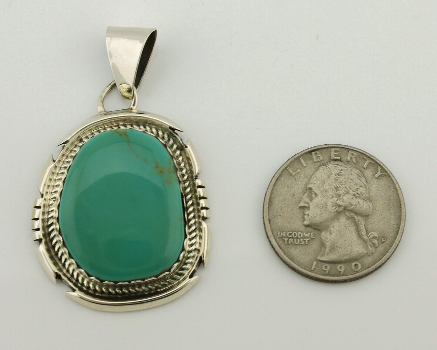 Navajo Necklace .925 Silver Arizona Turquoise Signed Jon McCray C.1980's