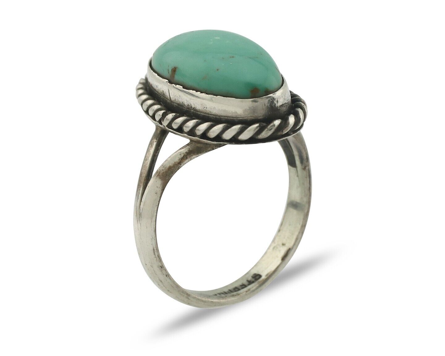 Navajo Ring .925 Silver Natural Blue Turquoise Native American Artist C.80's