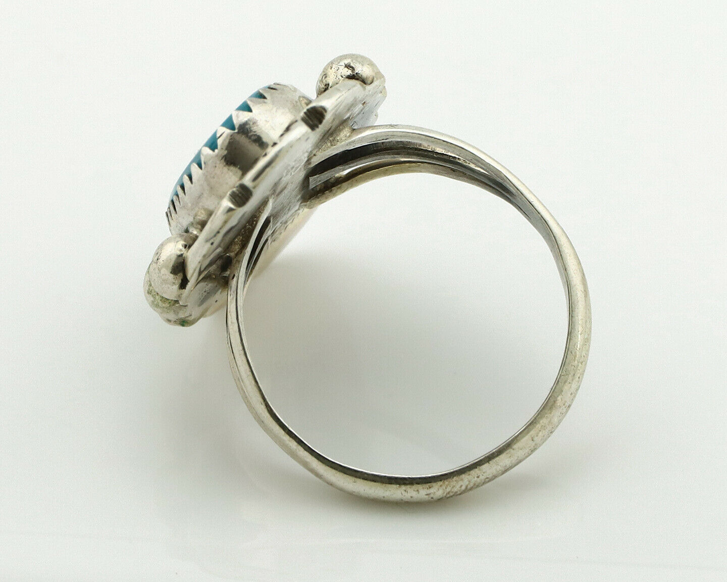 Navajo Ring .925 Silver Blue Turquoise Artist Signed Anna Begay C.1980's