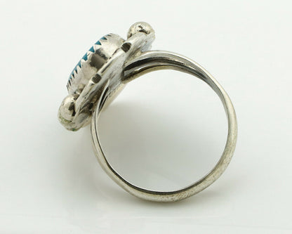 Navajo Ring .925 Silver Blue Turquoise Artist Signed Anna Begay C.1980's