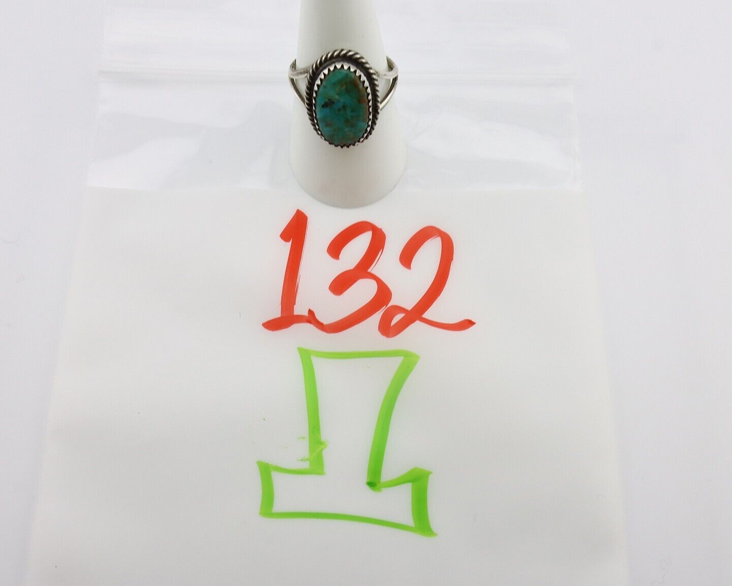 Navajo Handmade Ring 925 Silver Kingman Turquoise Artist Signed MC C.80's