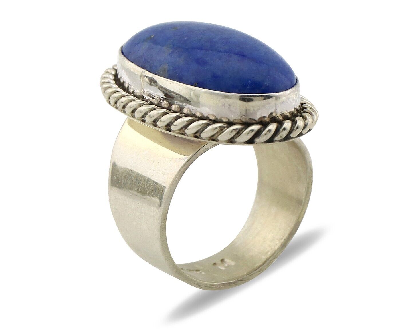 Navajo Ring 925 Silver Natural Lapis Artist Signed Wilbur Musket Jr C.80's