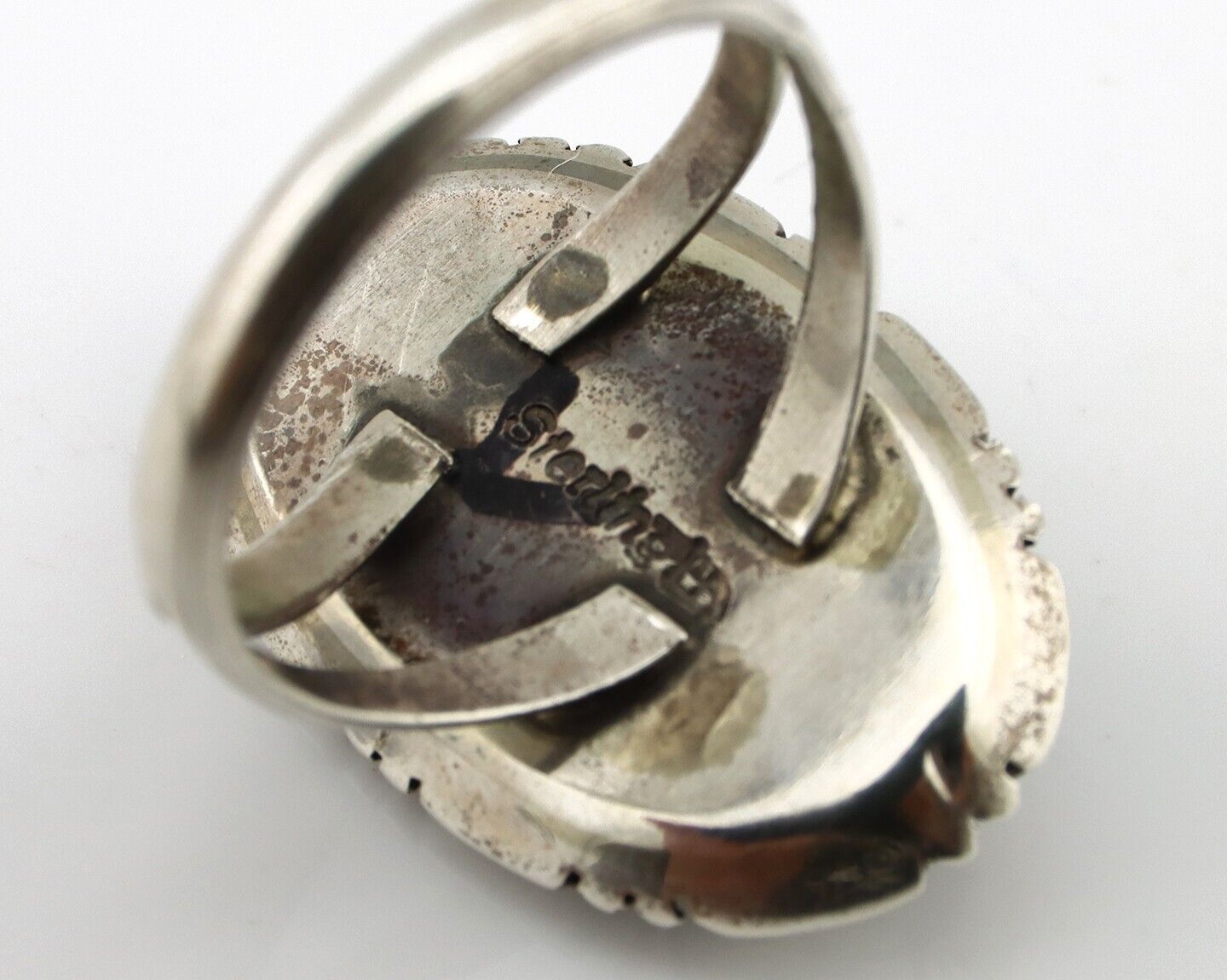 Navajo Ring 925 Silver Blue Mine 8 Turquoise Native American Artist C.80's