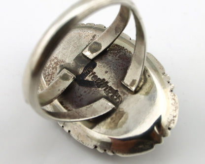 Navajo Ring 925 Silver Blue Mine 8 Turquoise Native American Artist C.80's