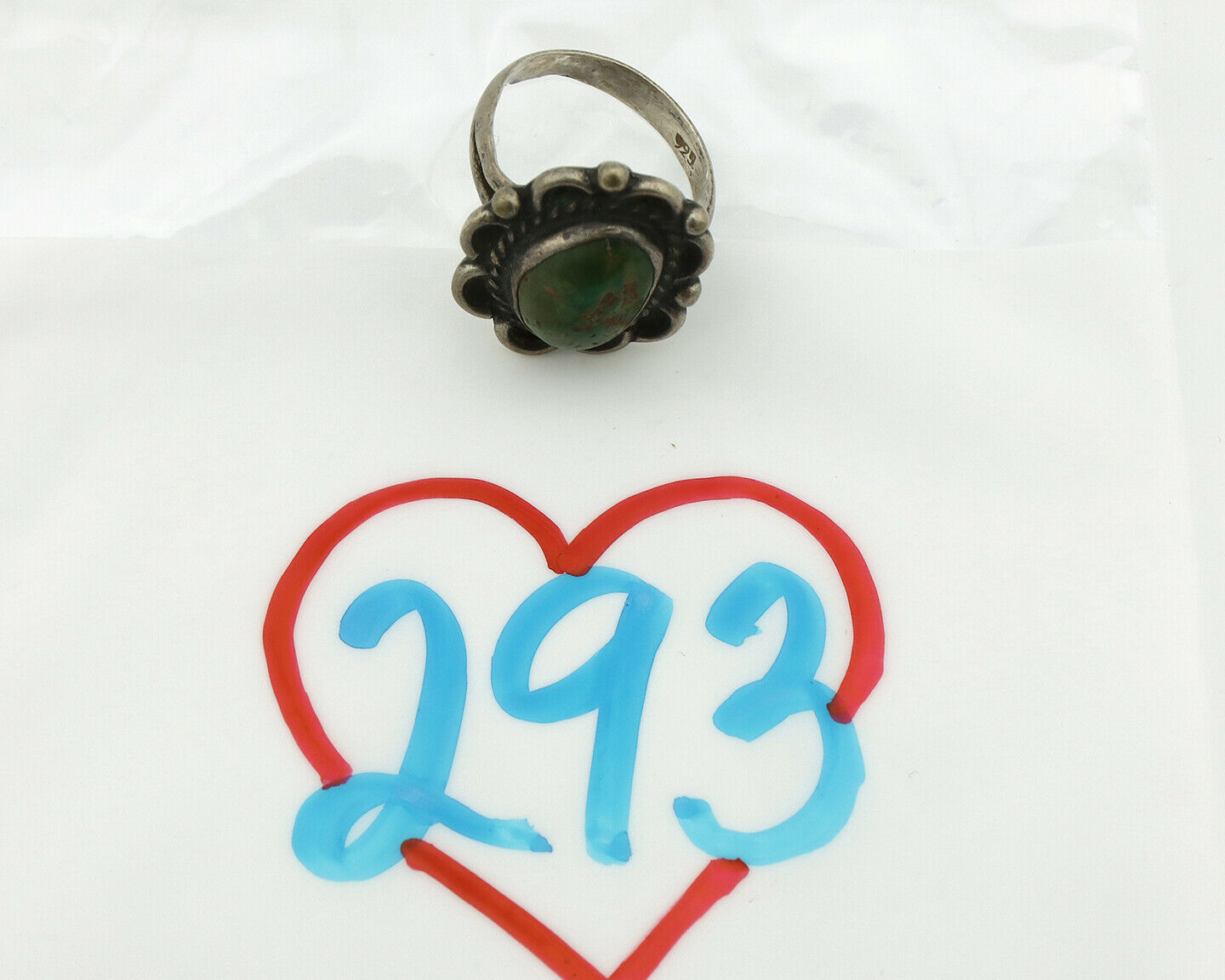 Navajo Ring .925 Silver Natural Turquoise Native American Artist C.80's