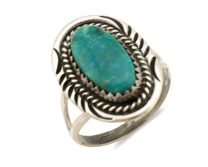 Navajo Ring .925 Silver Nevada Turquoise Native American Artist C.1980's