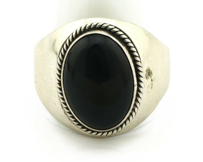 Navajo Ring .925 Silver Handmade Black Onyx Native American Artist C.80's