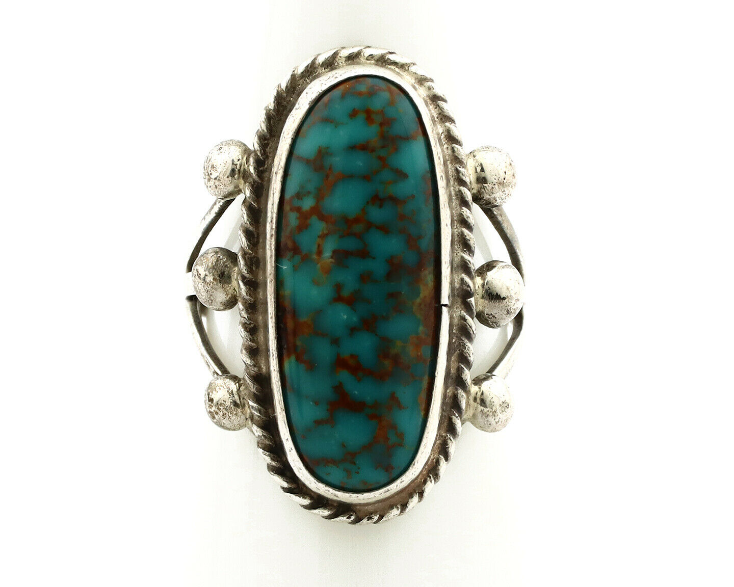 Navajo Ring .925 Silver Blue Southwest Turquoise Native American Artist C80s