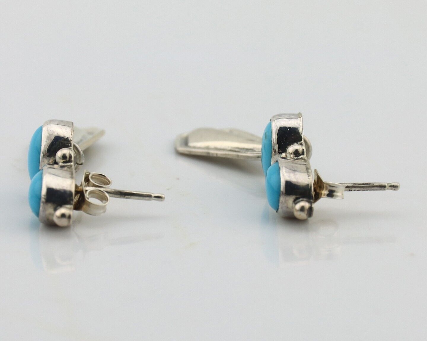 Navajo Earrings 925 Silver Natural Blue Turquoise Native American Earrings C80's