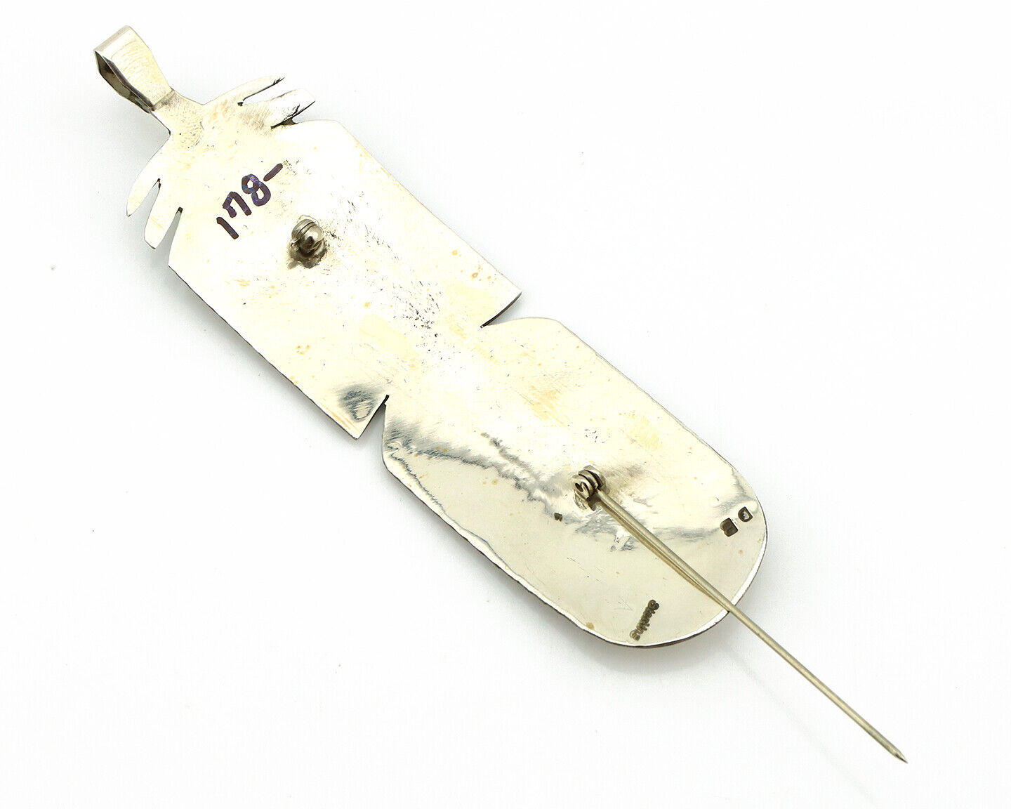 Navajo Hair Clip Barrette 925 Silver Hand Stamped Native Artist Signed BD C.80's