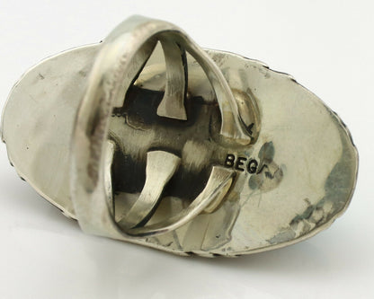Navajo Ring .925 Silver Blue Turquoise Artist Signed M Begay C.1980's