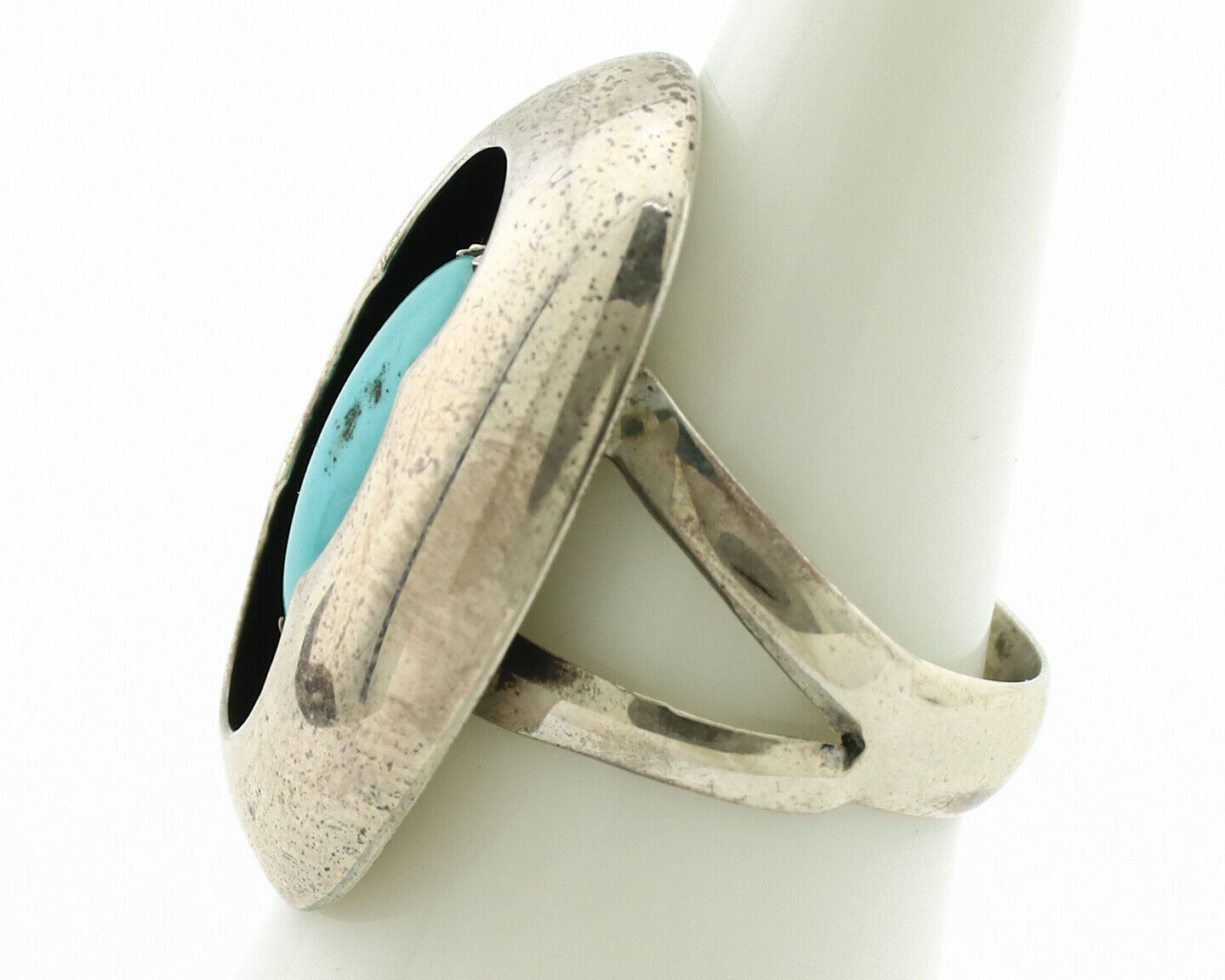 Navajo Ring .925 Silver Natural Blue Turquoise Native American Artist C.1980's