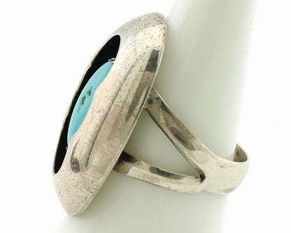 Navajo Ring .925 Silver Natural Blue Turquoise Native American Artist C.1980's