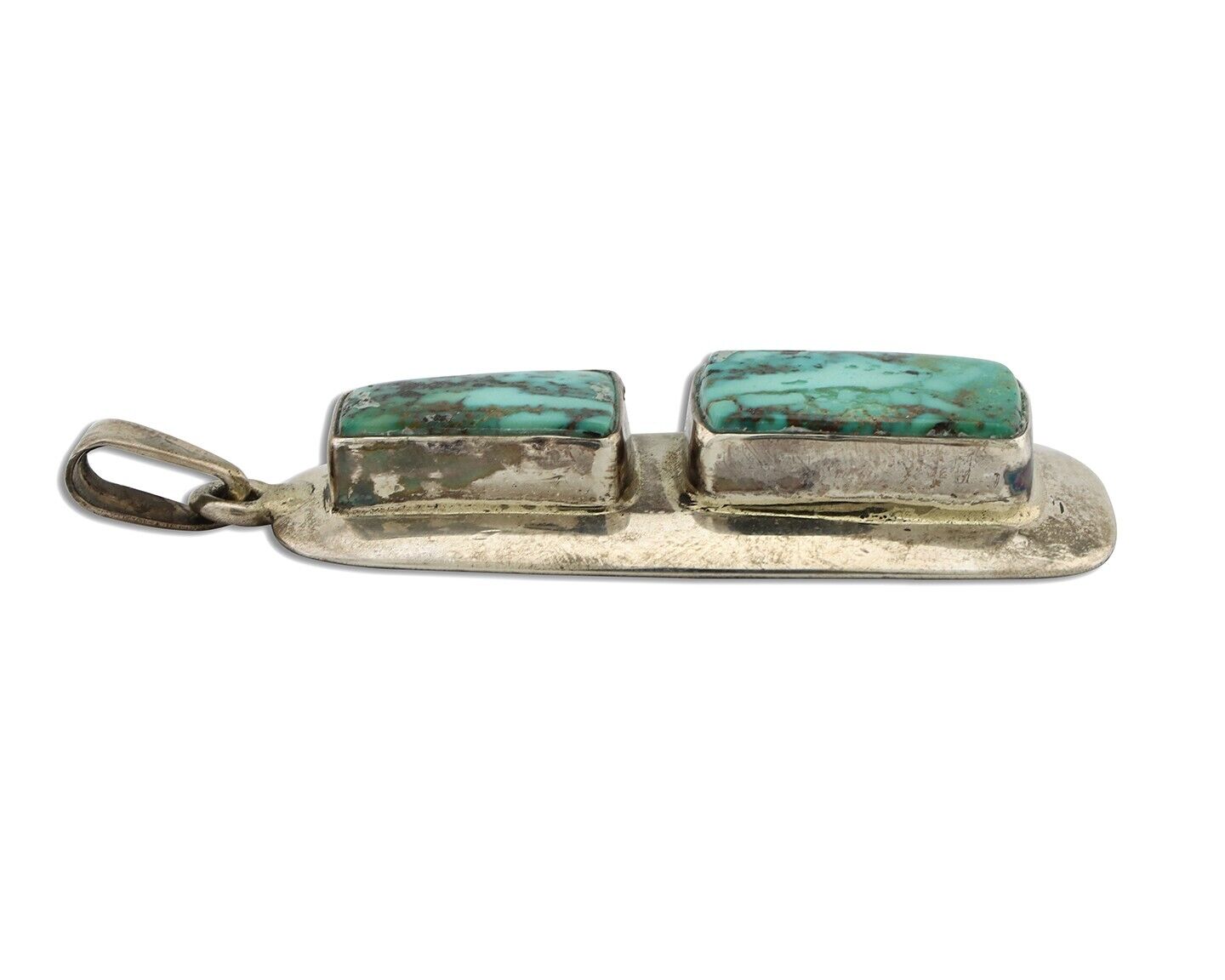 Navajo Necklace 925 Silver Blue Diamond Turquoise Signed C Montoya C.80's
