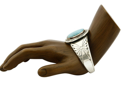 Navajo Bracelet .925 Silver Handmade Overlay Pattern Cuff Signed C.80's