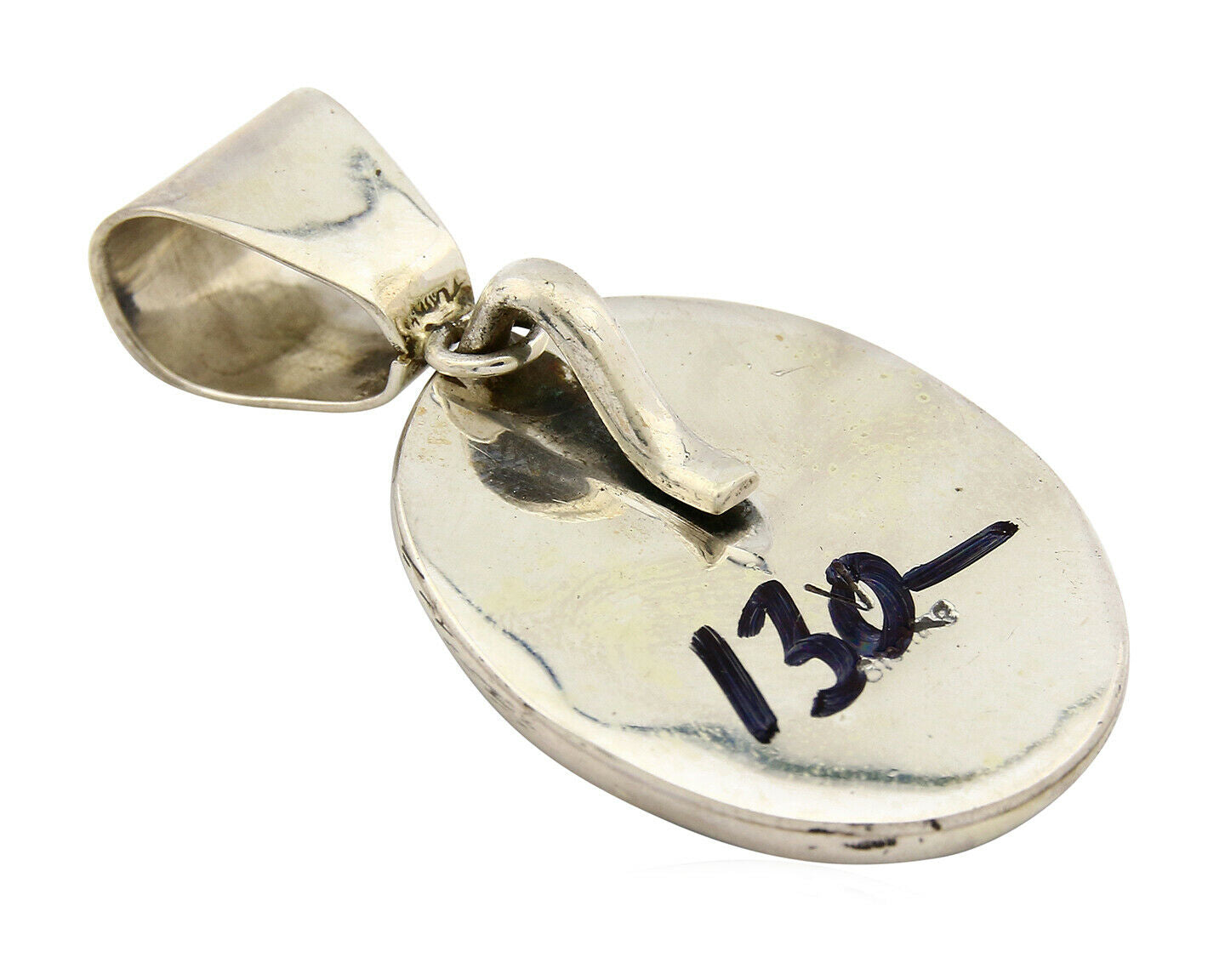 Navajo Pendant .925 Silver Blue Southwest Turquoise Signed Artist V C.80's