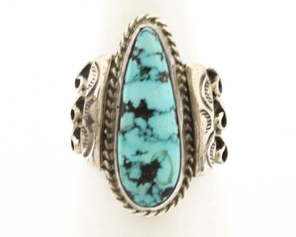 Navajo Ring .925 Silver Blue Spiderweb Turquoise Fred Guerrero C.1980's