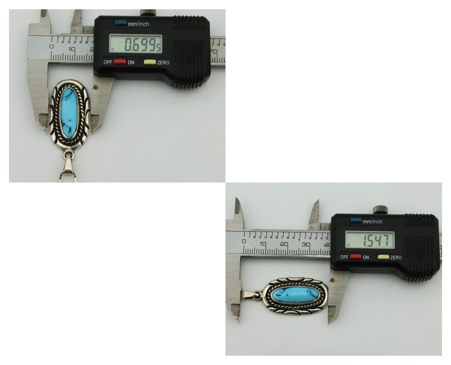 Navajo Necklace 925 Silver Sleeping Beauty Turquoise Signed M Montoya C.80's