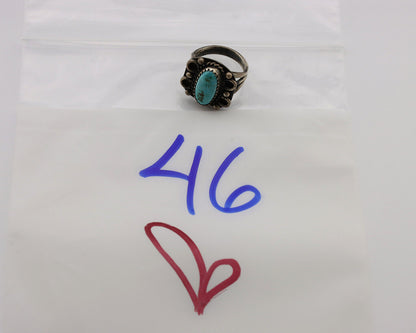 Navajo Ring .925 Silver Kingman Turquoise Artist Signed F C.80's