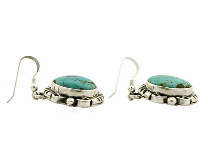 Navajo Earrings .925 Silver Southwest Turquoise Signed Calvin Peterson C.80