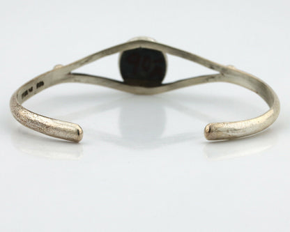 Navajo Bracelet .925 Silver Natural Black Onyx Native American Artist C.90's