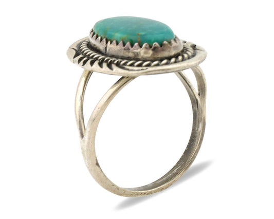 Navajo Ring .925 Silver Nevada Turquoise Native American Artist C.1980's