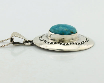 Navajo Necklace 925 Silver Blue Turquoise Hand Stamped Native Artist C.80's