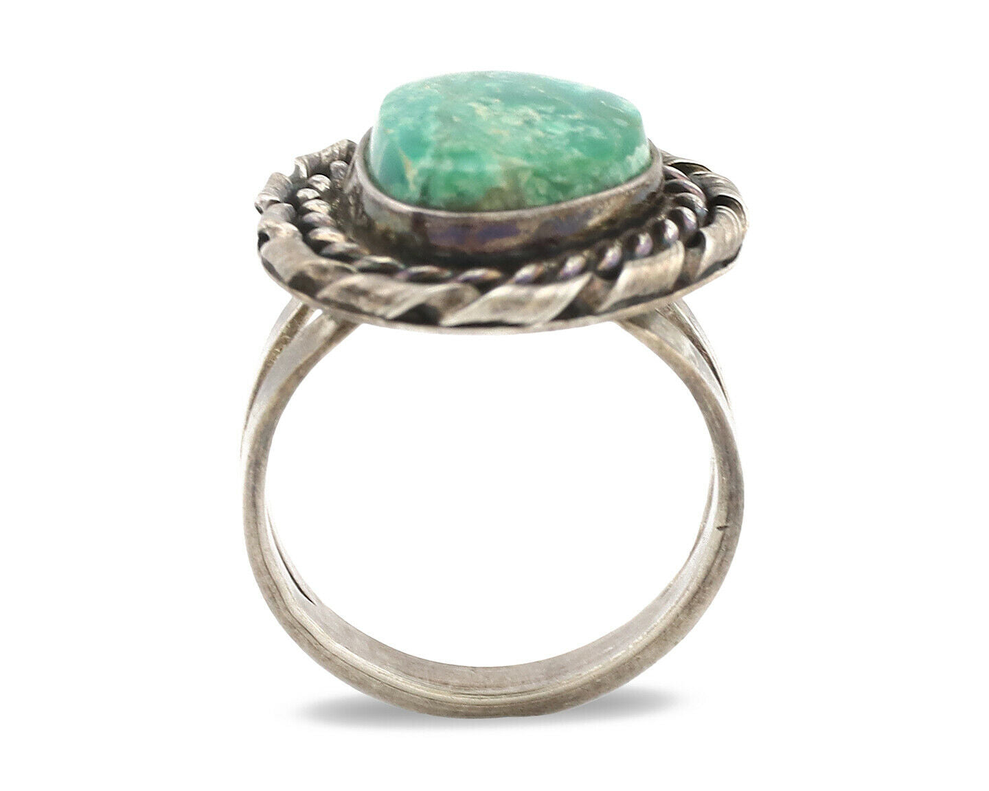 Navajo Ring .925 Silver Green Turquoise Native Artist C.1980's
