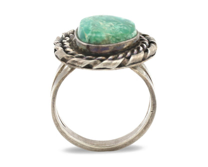 Navajo Ring .925 Silver Green Turquoise Native Artist C.1980's