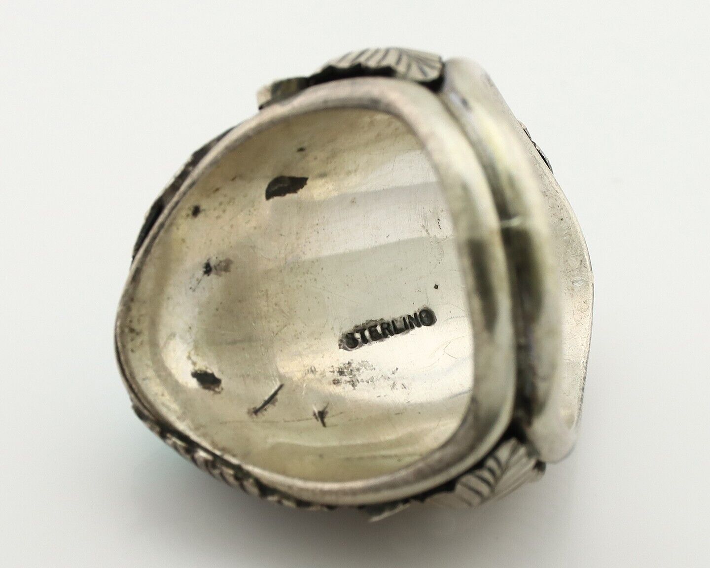 Navajo Ring 925 Silver Blue Turquiose & Mediterranean Coral Native Artist C.80's