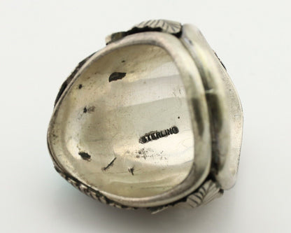 Navajo Ring 925 Silver Blue Turquiose & Mediterranean Coral Native Artist C.80's