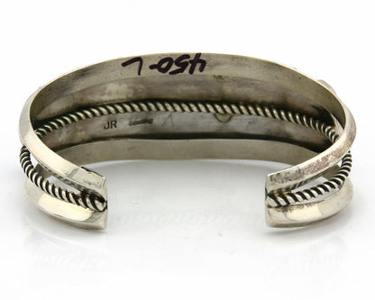 Navajo Bracelet .925 Silver Sleeping Beauty Turquoise Signed JR C.80's