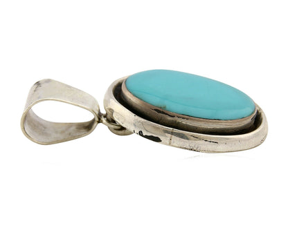 Navajo Pendant .925 Silver Blue Southwest Turquoise Signed Artist V C.80's
