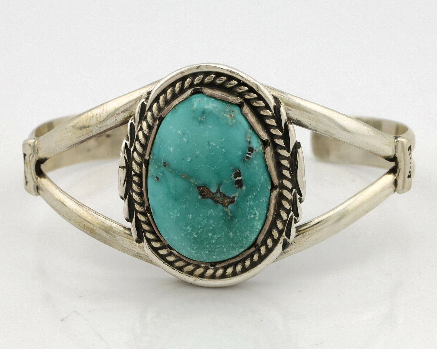 Navajo Bracelet .925 Silver Royston Turquoise Signed Apache Manufacturing C.80's