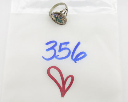 Navajo Ring 925 Silver Chip Inlay Turquoise Artist Signed NAKAI C.80's