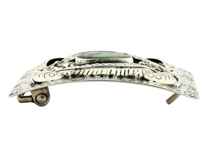 Navajo Belt Buckle .925 Silver Natural Turquoise Artist Signed Tipi C.80's