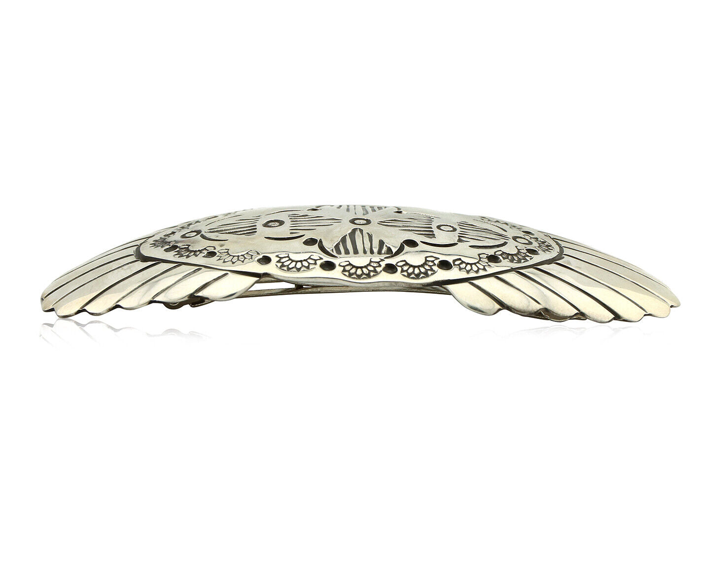 Navajo Hair Clip Barrette .925 Silver Hand Stamped Artist Signed C Montoya C80s