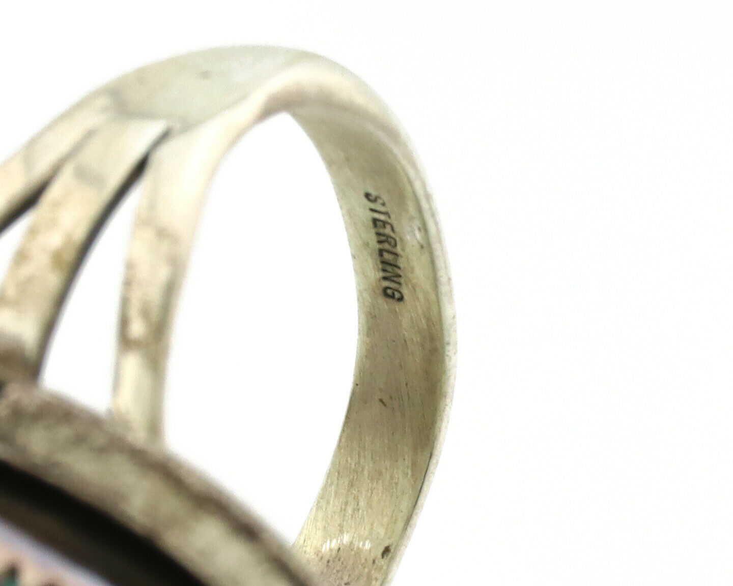 Navajo Ring .925 Silver Spiderweb Turquoise Native American Artist C.1980's