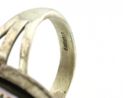 Navajo Ring .925 Silver Spiderweb Turquoise Native American Artist C.1980's