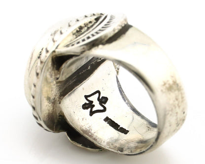 Navajo Handmade Ring 925 Silver Green Turquoise Signed C Montoya C.80's