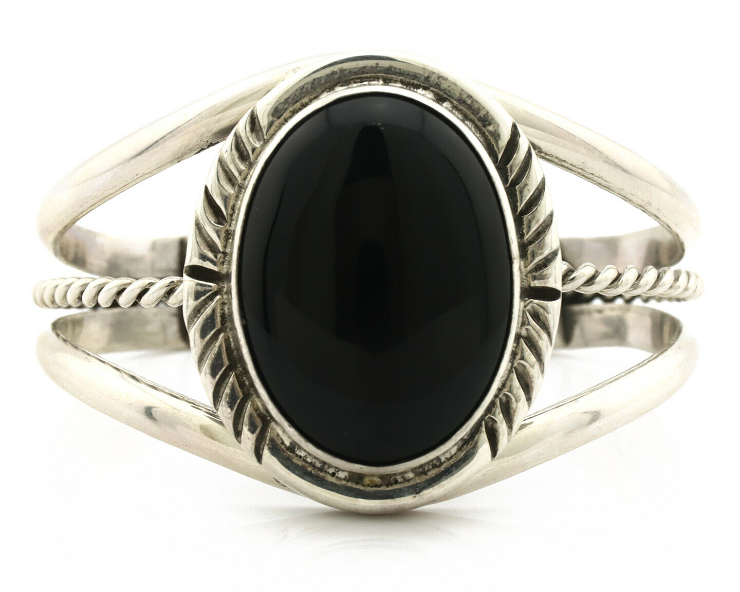 Navajo Bracelet .925 Silver Black Onyx Artist Native American C.90's