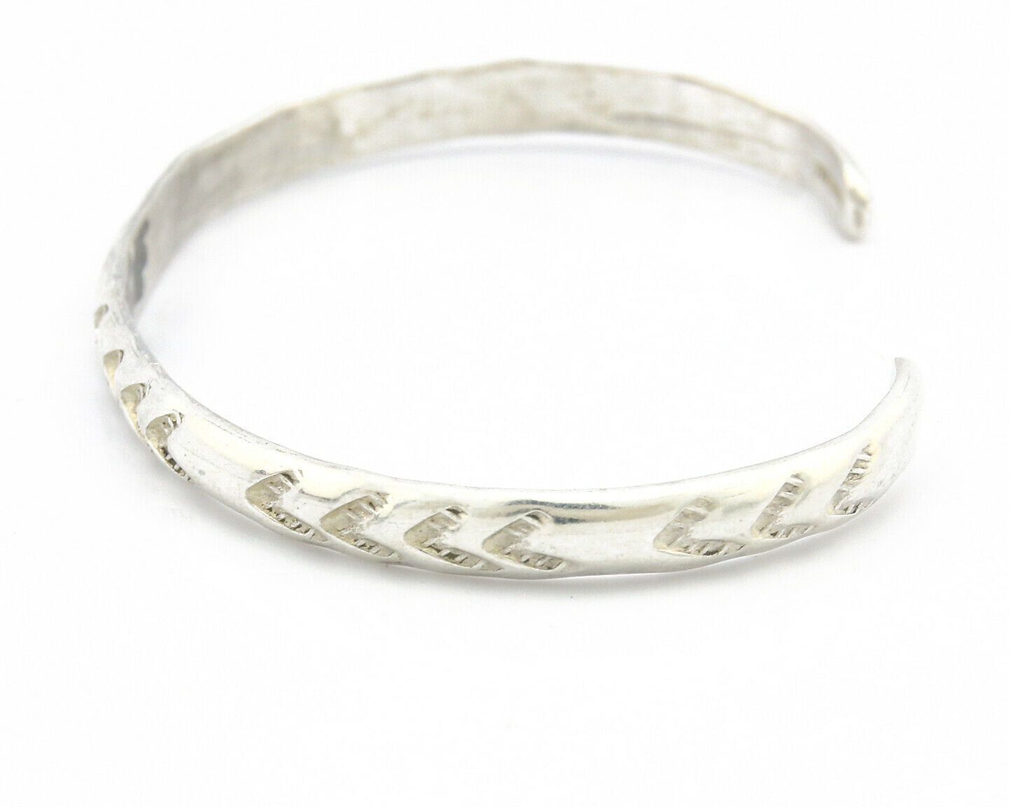 Navajo Bracelet .925 Silver Hand Stamped Arrow Head Artist I Montoya C.80's